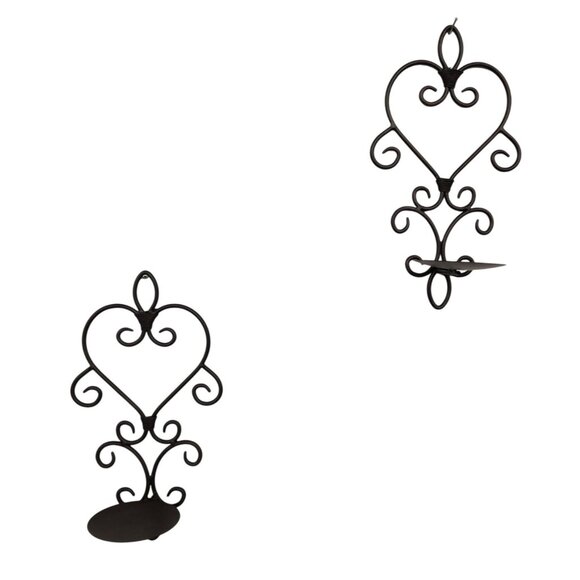 Decorative Wrought Iron Wall Sconce Candle Holder Scroll Design Accent 12x7 Inch - Picture 3 of 14